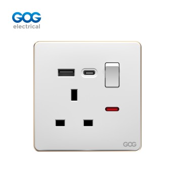 スリム スイッチ ソケット C92405M/C92407M PC 壁ソケット MF 3 ピン スイッチ付き...