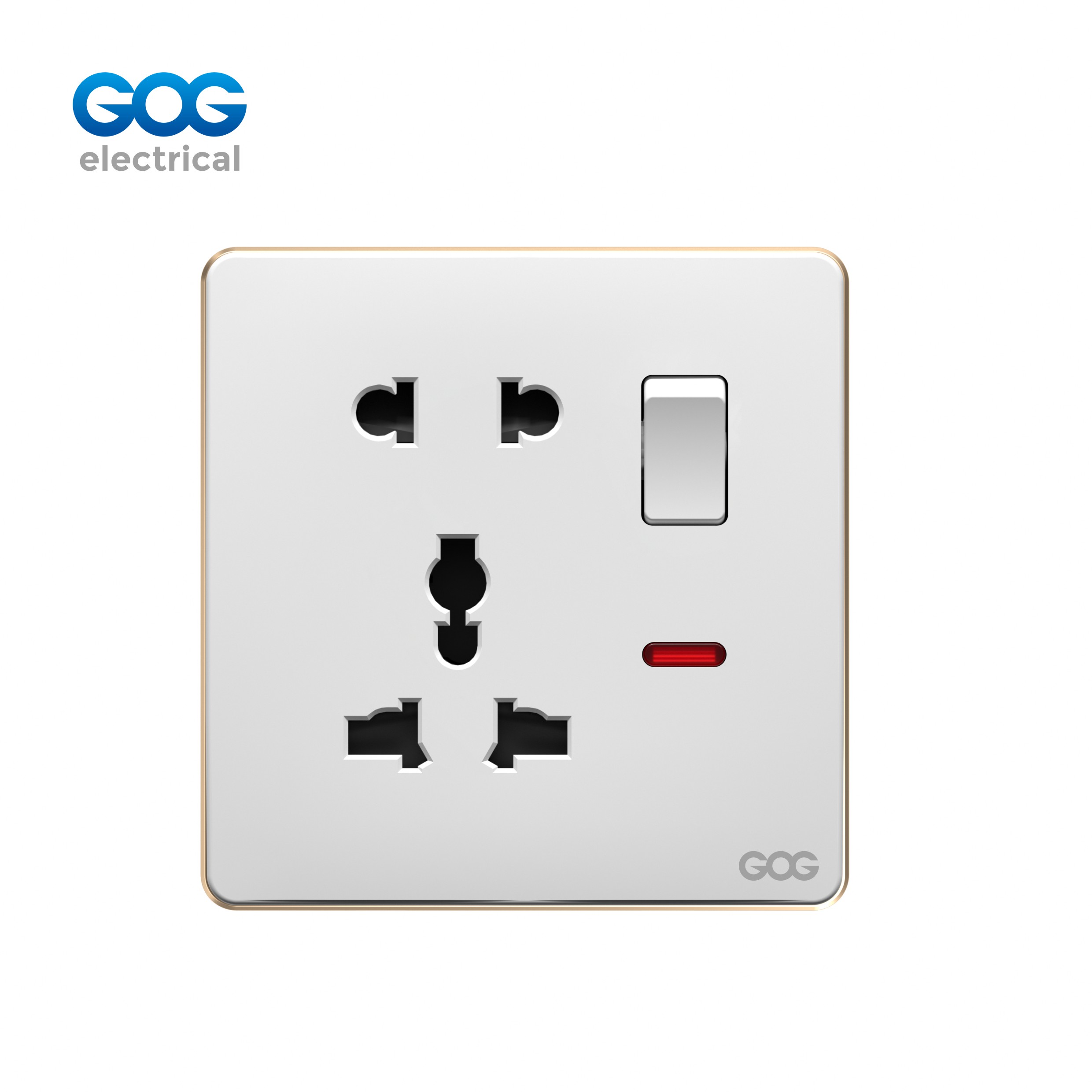 SLIM SWITCH SOCKET C92477 PC wall socket MF 5 pin switched socket with neon