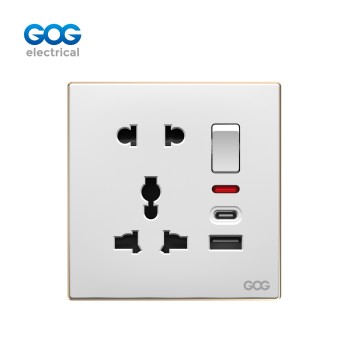 SLIM SWITCH SOCKET PC wall socket C91497C MF 5 pin switched socket ...