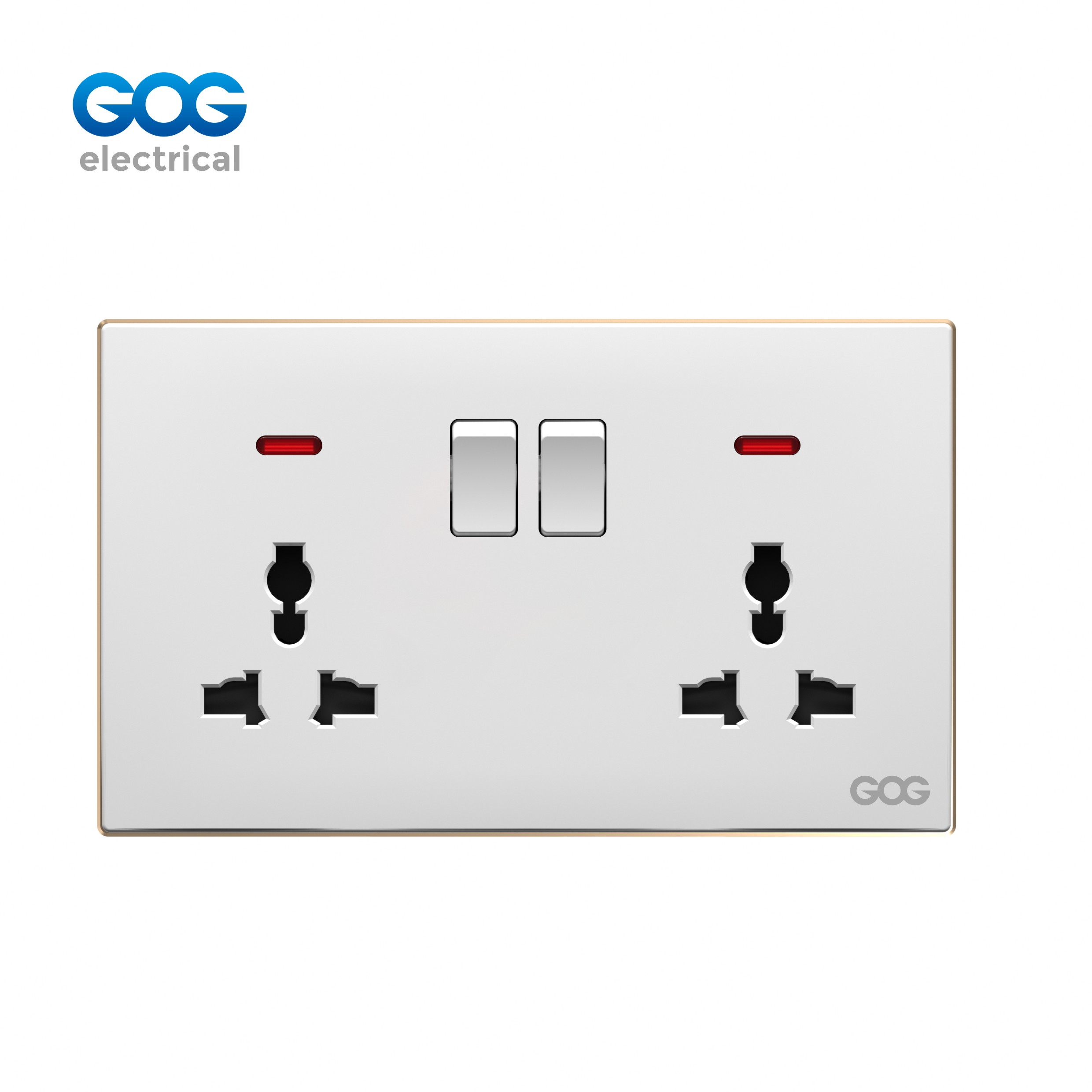 SLIM SWITCH SOCKET PC GLASS wall switch double 13A SWITCHED SOCKET with neon 13A 250V C91408/C91412 White/gold/gray/black