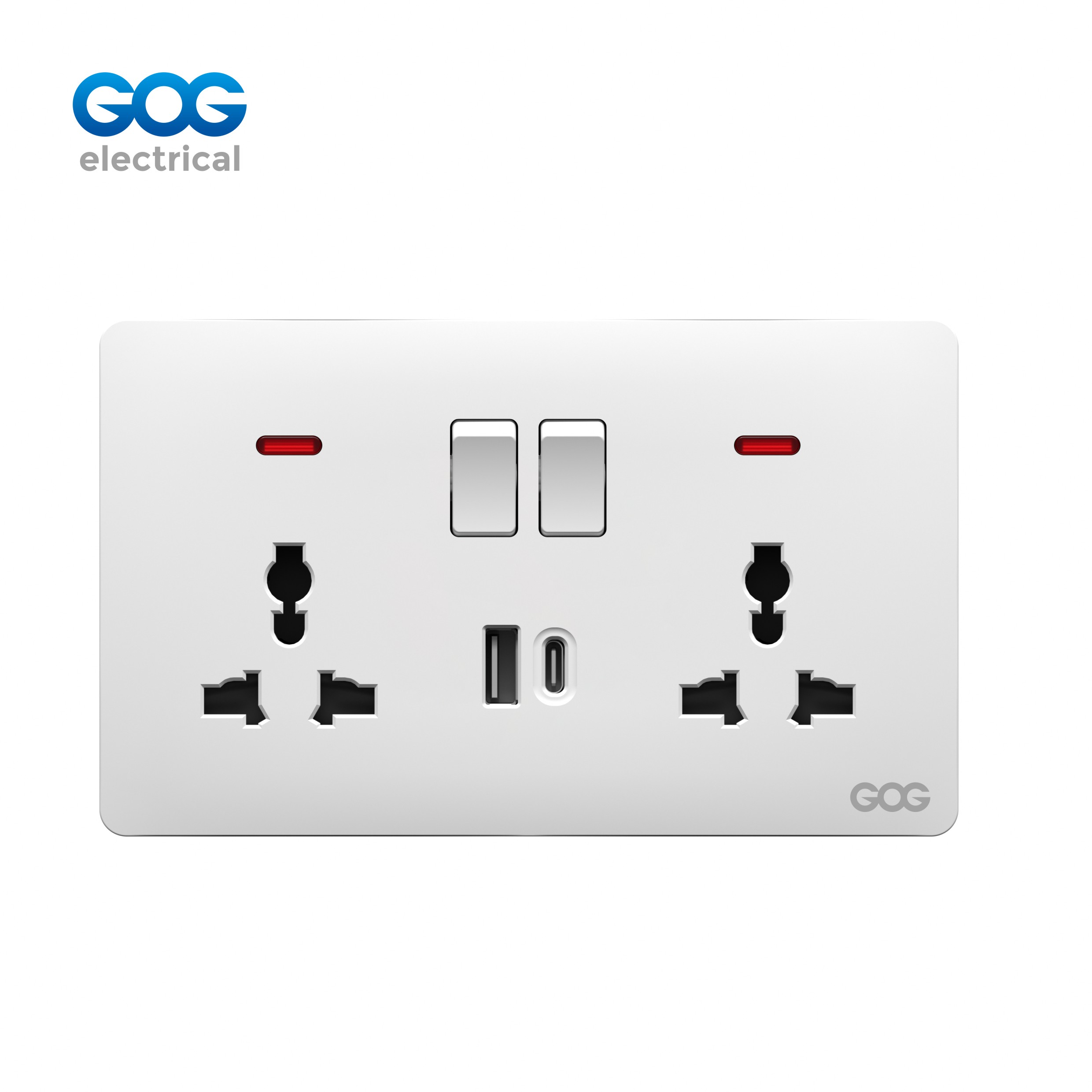 SLIM SWITCH SOCKET PC GLASS wall switch double 13A SWITCHED SOCKET with neon usb typec 13A 250V C82492C White/gold/gray/black