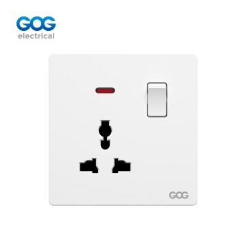 SLIM SWITCH SOCKET PC wall socket MF 3 pin switched socket with neo...