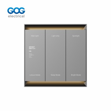 SMART SWITCH SOCKET GLASS METAL wall switch 3 gang 3 scene AC85-265V 50/60Hz C-303 White/gold/gray/black