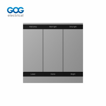 SMART SWITCH SOCKET GLASS METAL wall switch 3 gang 3 scene AC85-265...