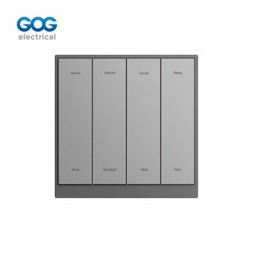 SMART SWITCH SOCKET PC GLASS METAL wall switch 4 gang switch + 4 sc...