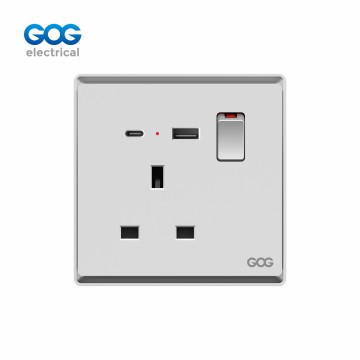 Ultra-thin skin feel GOG PC R30 series wall switched socket 13A 1 g...
