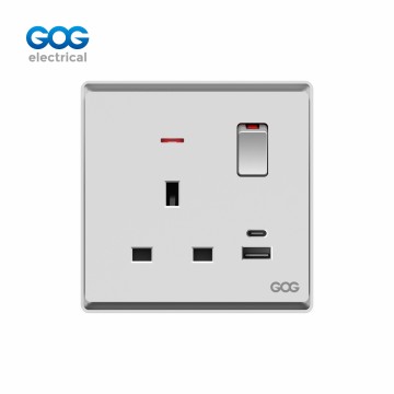 Ultra-thin skin feel GOG PC R30 series wall switched socket 13A 1 g...