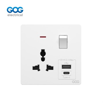 K3 Ultra-Thin Skin Feel Gog Pc Wall Switched Socket 1 Gang Mf With ...