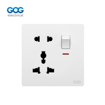 K5 Ultra-thin skin feel GOG PC  wall switched socket 1 gang 5 pin MF socket with neon, K5477, Imported high-transparent, high-strength PC