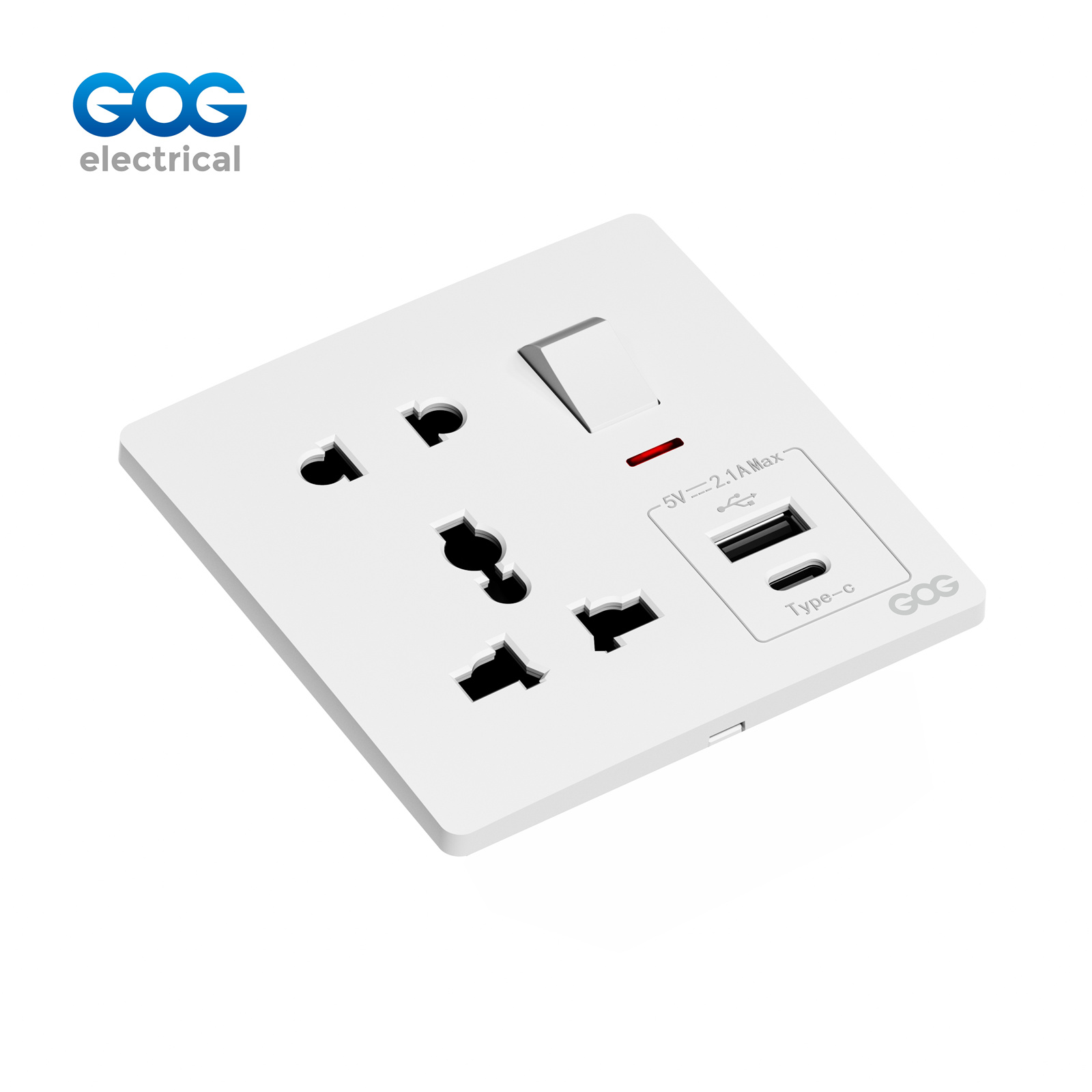 K5 Ultra-thin skin feel GOG PC  wall switched socket 1 gang  5 pin MF with neon,1 USB + 1 type C  Whitegoldgrayblack (4).jpg