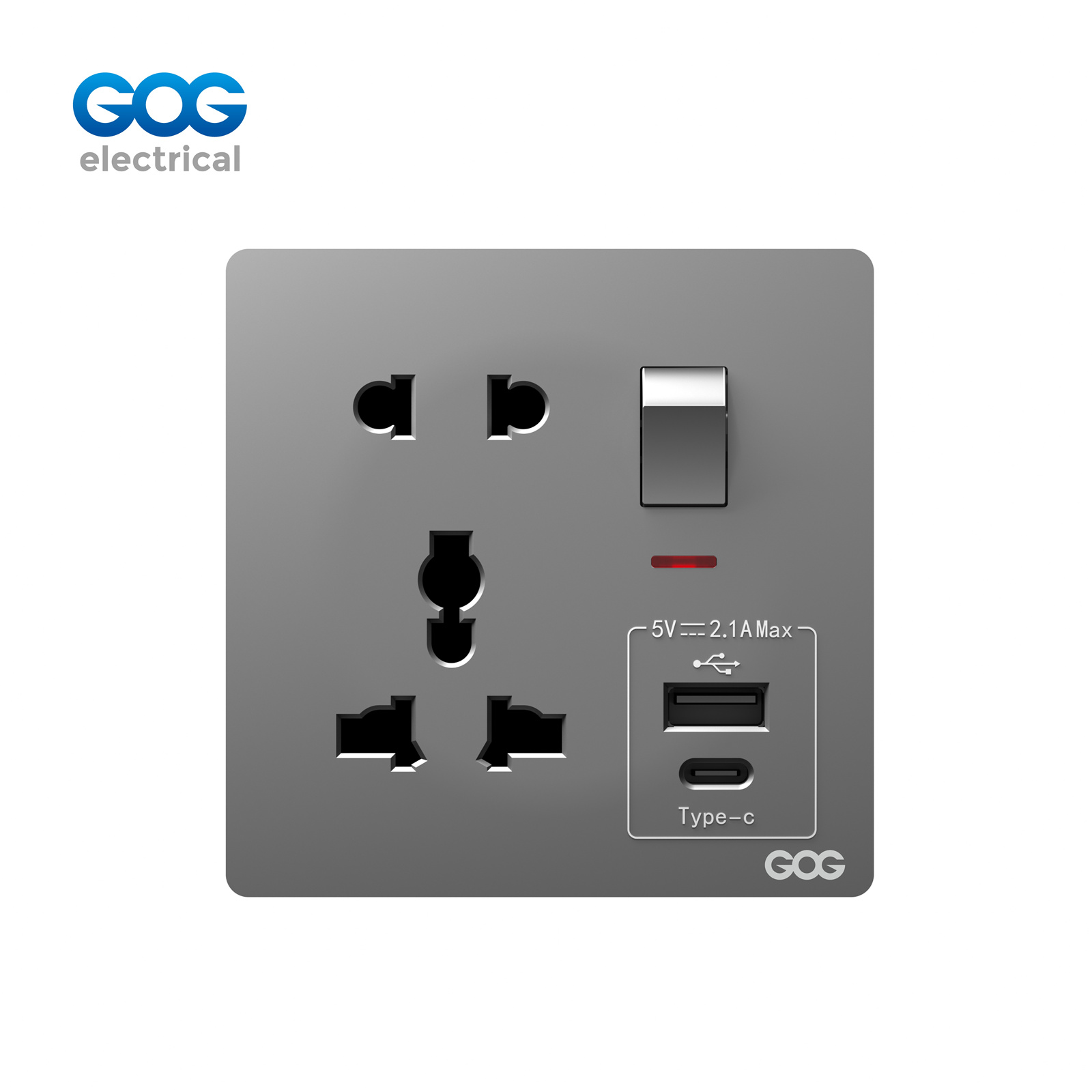 K5 Ultra-thin skin feel GOG PC  wall switched socket 1 gang  5 pin MF with neon,1 USB + 1 type C  Whitegoldgrayblack (5).jpg