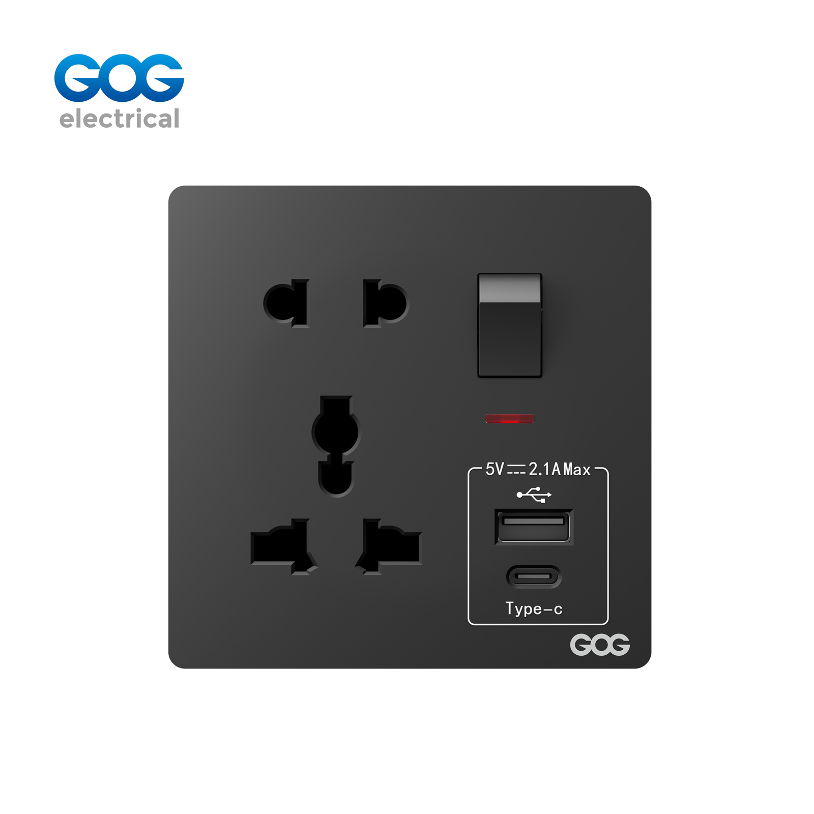 K5 Ultra-thin skin feel GOG PC  wall switched socket 1 gang  5 pin MF with neon,1 USB + 1 type C  Whitegoldgrayblack (6).jpg