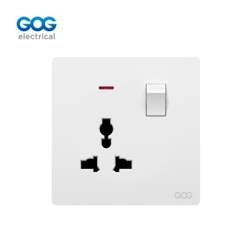 K5 Ultra-thin skin feel GOG PC  wall switched socket 1 gang MF with neon, K5407M, Imported high-transparent, high-strength PC