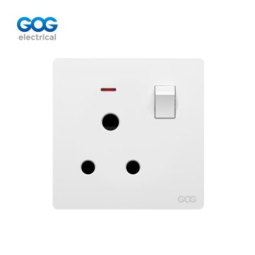 K5 超薄型スキン感触 GOG PC 壁スイッチソケット 15A ネオン付き (3ピン丸型ソケット)、K5431、輸入高透明、高強度 PC