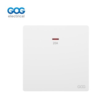K5 Ultra-thin skin feel GOG PC wall switch 20A double pole with neon 250V, K5324, Imported high-transparent, high-strength PC