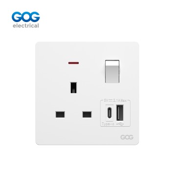 K2 Ultra-thin skin feel GOG PC  wall switched socket  13A 1 gang wi...