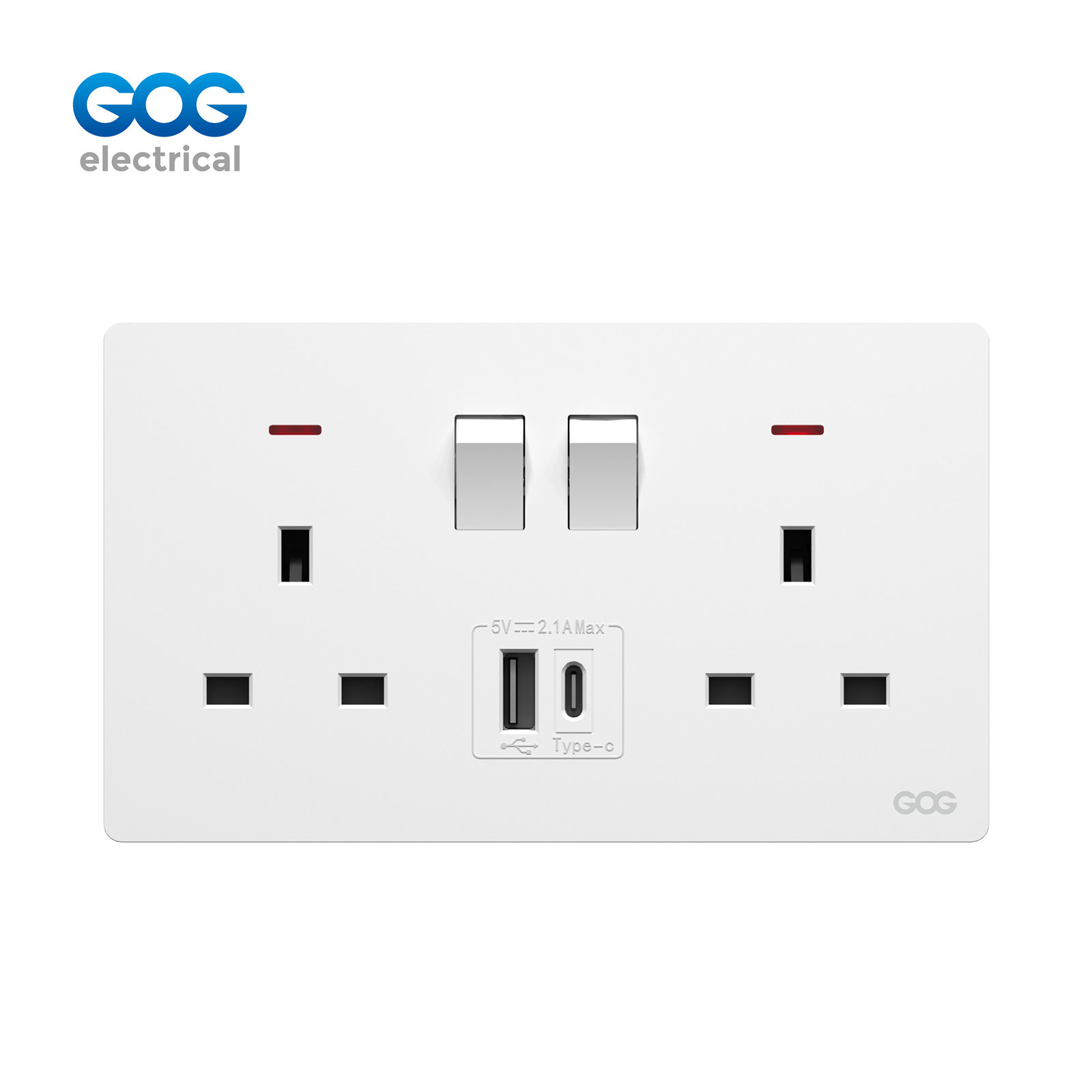 K3 Ultra-Thin Skin Feel Gog Pc Wall Switched Socket 13a 2 Gang With...