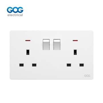 K2 Ultra-thin skin feel GOG PC  wall switched socket 13A 2 gang wit...
