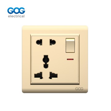 A10 GOG PC Wall Switched Socket 1 Gang 5 Pin Mf Socket With Neon, A10477,Imported high-transparent, high-strength PC