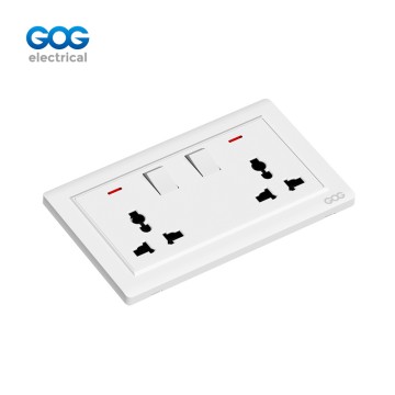 A10 GOG PC Wall Switched Socket 13a 2 Gang Mf With Neon, A10408M,Im...