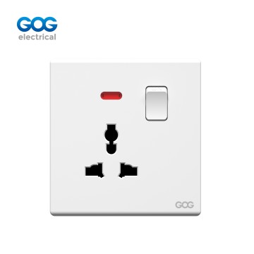 V15 GOG PC  wall switched socket 1 gang MF with neon , V15407M, Imported high-transparent, high-strength PC