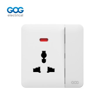 A60 GOG PC  wall switched socket 1 gang MF with neon,big button, A60407MB, Imported high-transparent, high-strength PC