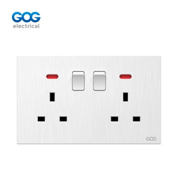 M30 GOG PC  wall switched socket 13A 2 gang with neon, M30408, Impo...