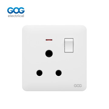 A60 GOG PC 壁スイッチソケット 15A ネオン付き (3 ピン丸型ソケット)...