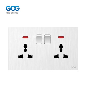 M30 GOG PC  wall switched socket 13A 2 gang MF with neon, M30408M, ...