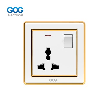 A33 GOG PC  wall switched socket 1 gang MF with neon, A33407M, Imported high-transparent, high-strength PC