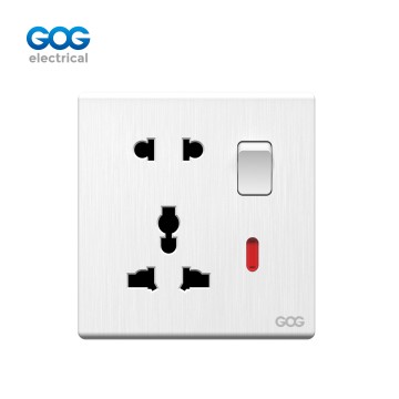 V15 GOG PC  wall switched socket 1 gang 5 pin MF socket with neon, ...