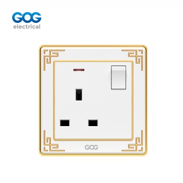 A32 GOG PC  wall switched socket  13A 1 gang with neon, A32407, Imported high-transparent, high-strength PC