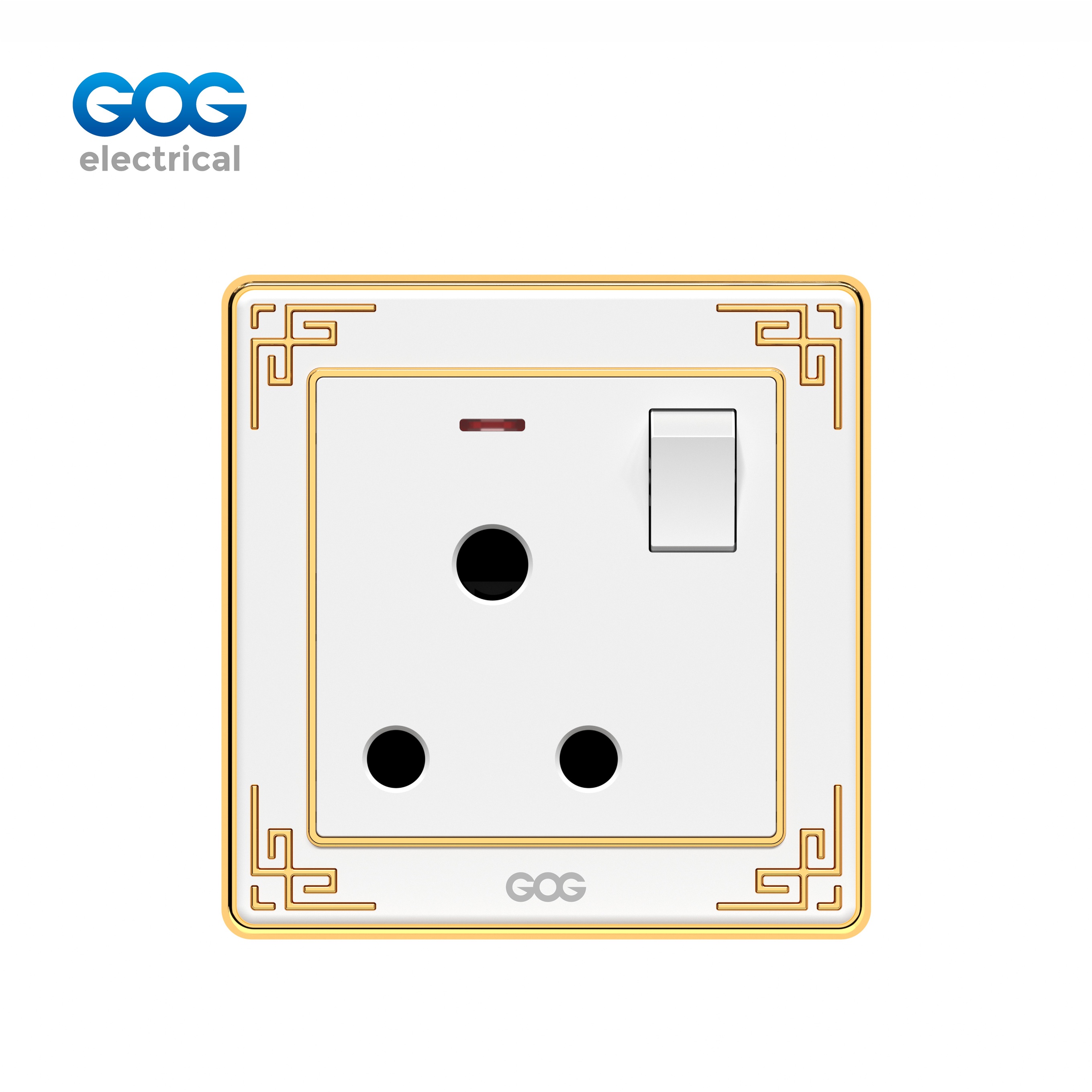 A32 GOG PC  wall switched socket 15A with neon (3pin round socket), A32431, Imported high-transparent, high-strength PC