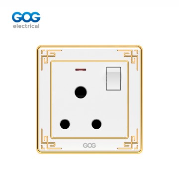 A32 GOG PC  wall switched socket 15A with neon (3pin round socket), A32431, Imported high-transparent, high-strength PC