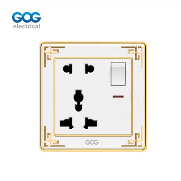 A32 GOG PC  wall switched socket 1 gang 5 pin MF socket with neon, A32477, Imported high-transparent, high-strength PC