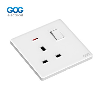 K3 Ultra-Thin Skin Feel Gog Glass Wall Switched Socket 13a 1 Gang With Neon,K407,Glass