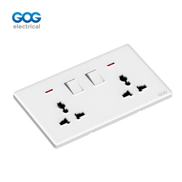 K3 Ultra-Thin Skin Feel Gog Glass Wall Switched Socket 13a 2 Gang M...