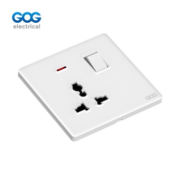 K3 Ultra-Thin Skin Feel Gog Glass Wall Switched Socket 1 Gang Mf With Neon,K407M,Glass