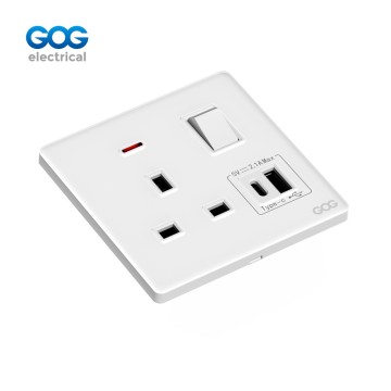 K3 Ultra-Thin Skin Feel Gog Glass Wall Switched Socket 13a 1 Gang W...