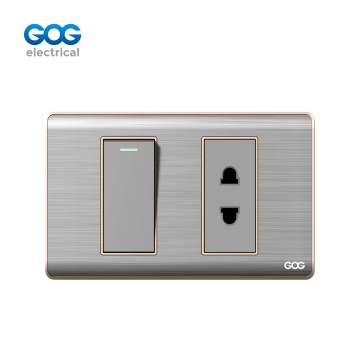 A20 SERIES STAINLESS STEEL  SWITCH SOCKET 1 GANG  SWITCH WITH 2P SO...