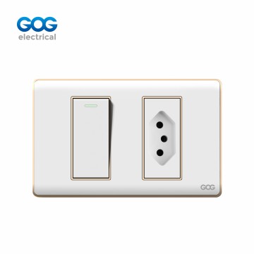 A30 SERIES CHROMED PC SWITCH SOCKET 1 GANG  SWITCH WITH BRAZIL SOCK...
