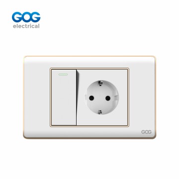 A30 SERIES CHROMED PC SWITCH SOCKET 1 GANG  SWITCH WITH EUROPE SOCK...