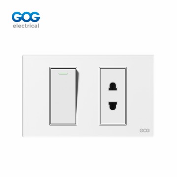 A40 SERIES GLASS  SWITCH SOCKET 1 GANG  SWITCH WITH 2P SOCKET  A40-...