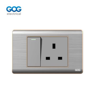 A20 SERIES STAINLESS STEEL  SWITCH SOCKET 1 GANG  SWITCH WITH 13A UK SOCKET   A20- 043/044  Stainless Steel