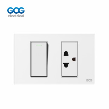 A40 SERIES GLASS  SWITCH SOCKET 1 GANG  SWITCH WITH THAI 3 PIN SOCK...