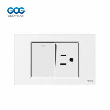 A40 SERIES GLASS  SWITCH SOCKET 1 GANG  SWITCH WITH US STANDARD 3 P...
