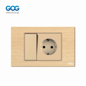 A41 SERIES ALUMINUM   SWITCH SOCKET 1 GANG  SWITCH WITH EUROPE SOCK...