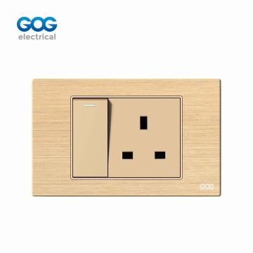 A41 SERIES ALUMINUM   SWITCH SOCKET 1 GANG  SWITCH WITH 13A UK SOCK...