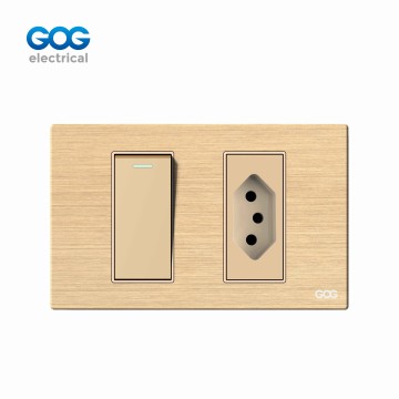 A41 SERIES ALUMINUM   SWITCH SOCKET 1 GANG  SWITCH WITH BRAZIL SOCK...