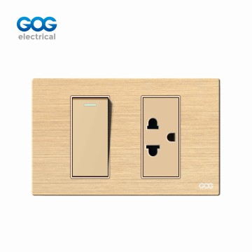 A41 SERIES ALUMINUM   SWITCH SOCKET 1 GANG  SWITCH WITH THAI 3 PIN ...